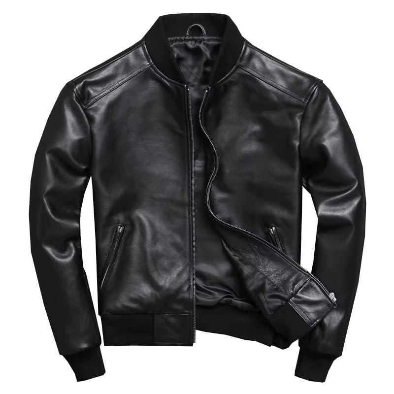 [CNPLOPANSS] 革ジャン本革 メンズジャケット 羊革 メンズコート バイク男性 ラム ライダース ビジネスコート レザージャケット 無地 皮ジャン防寒 クラシック ブラック｜emuland