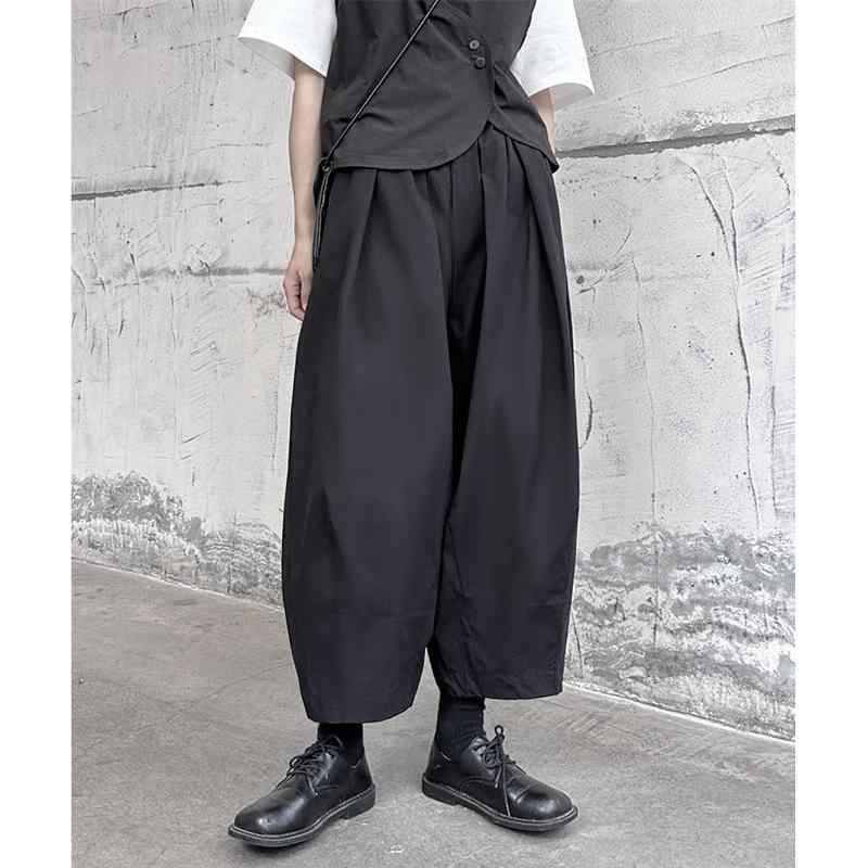レディース 春夏 ワイドパンツ ハーレムパンツ 気球パンツ 綿素材 薄手 軽量 伸縮性 松緊腰 ハイウエスト ロング丈 ブラック 気質通勤 普段使い ゆったりシルエット スリム効果｜emuland