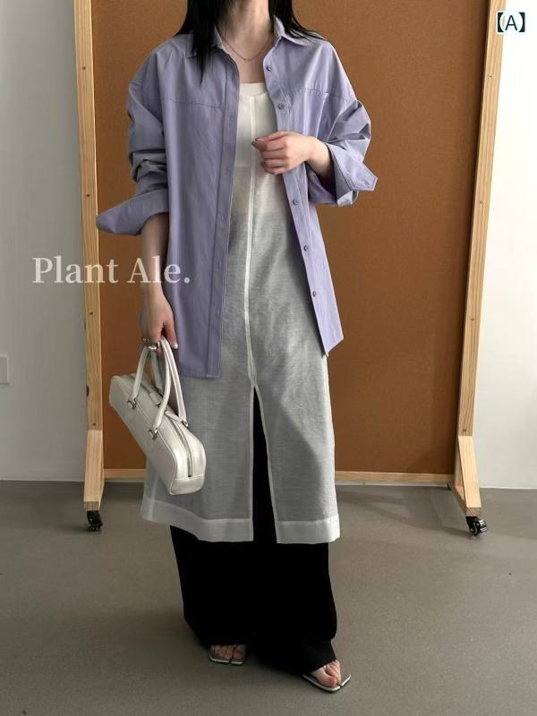 レディース ワンピース 吊り帯 春夏 中長丈 直筒型 Vネック 無袖 開き レイヨン ナイロン 切り替え 薄手 修身 気質 日常 デート 通勤 白色 灰色 黒|emuland