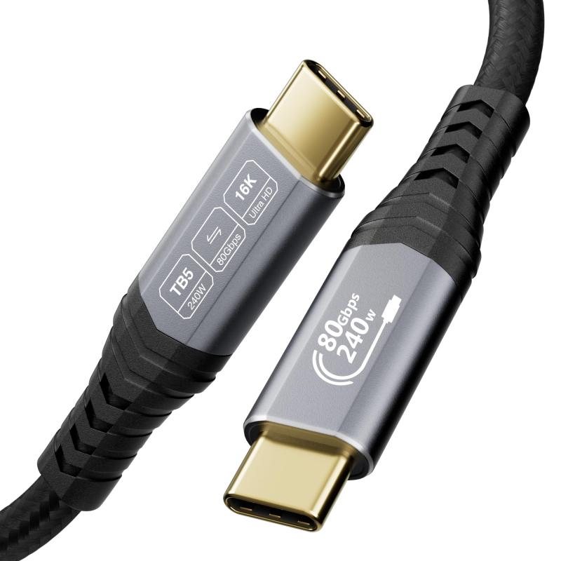 CABLAPTOP 80Gbps Thunderbolt 5 ケーブル 、16K/デュアル8K対応帯域幅、240W、120Gbpsビデオ帯域幅、編み込み式USB-Cビデオケーブル Thunderbolt 4/5、USB 4｜emuland