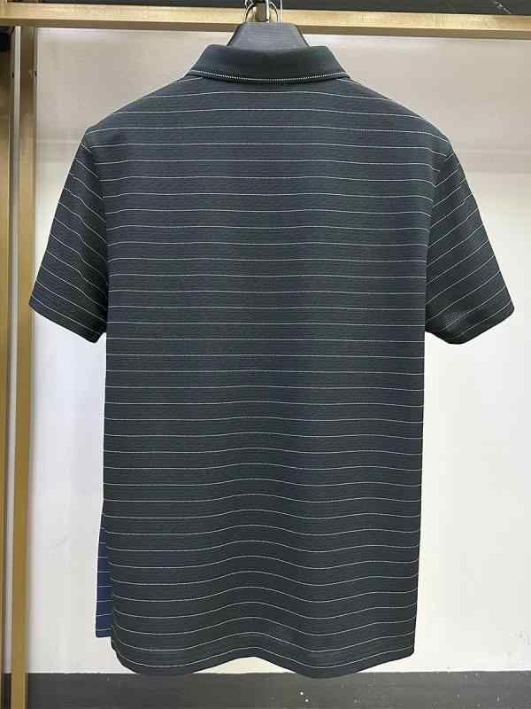 ポロシャツ メンズ シルク 半袖 Tシャツ ストライプ 襟付き トップス 絹 ビジネス 40代 父の日｜emuland 9,626円