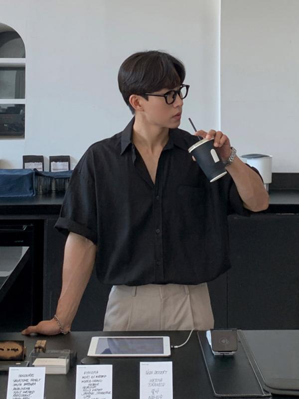 半袖シャツ メンズ 白 高級感 休? ?松 普段着 オールシーズン｜emuland