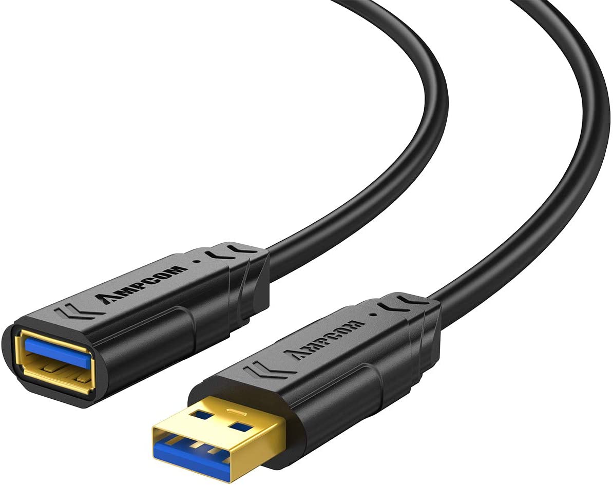 AMPCOM　USB延長ケーブル　0.5M USB3.0 Aオス-Aメス　5Gbps高速データ転送　USBケーブル 金メッキコネクタ　延長コード