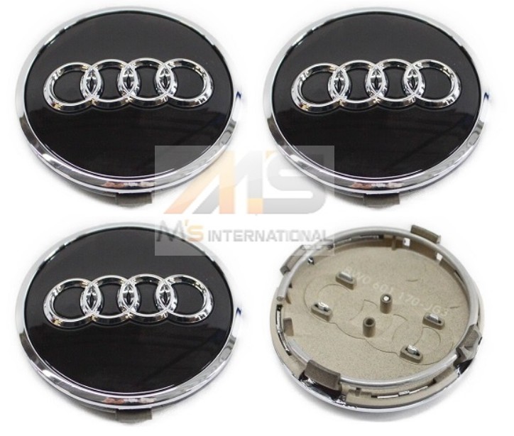 【M's】アウディ 純正品 ホイール センターキャップ 1台分 艶アリ グロスブラック 外径60mm ハブカバー Audi A3 A4 A5 A6 A7 A8 Q2 Q5 Q7 Q8 TT R8 8W0601170A 8W0-601-170A 正規品 センターキャップ 4個 ブラック/クローム｜エムズパーツshop　店 14,961円