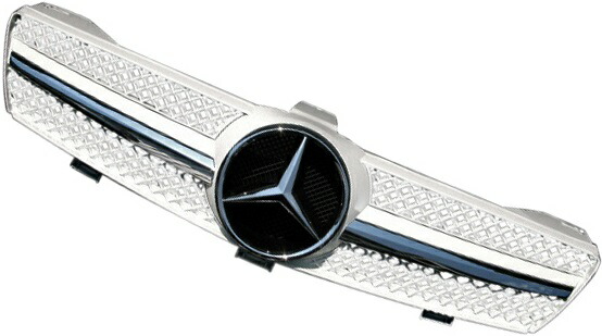 【M's】W219 ベンツ CLSクラス 前期用（2005y-2008y）NEW SLスタイル グリル（ホワイト）／／社外品 SLルック フロントグリル ラジエーターグリル C219 CLS350 CLS500 CLS550 CLS55 CLS63 1813