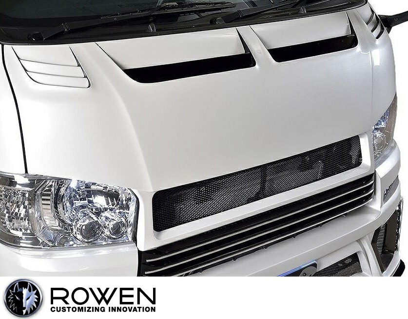 【M's】トヨタ ハイエース 200系 4-7型 前期 後期 ナローボディー (2013.12-) ROWEN レーシングボンネット／／FRP 標準ボディー ローウェン エアロ ロエン ローエン ロウェン 200ハイエース ハイエース200 4・5・6・7型 エアロ クーリングボンネット 2T019B00｜エムズパーツshop　店