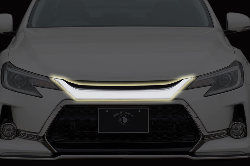 130系マークX GRスポーツ 純正ボンネットフードモール ホワイトパール