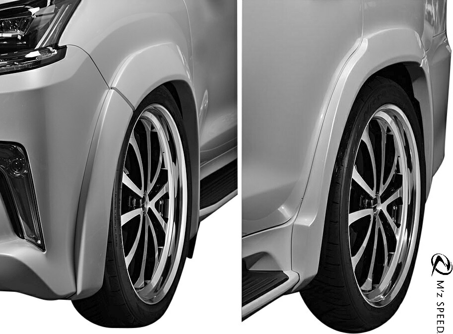 【M's】 LEXUS レクサス LX570 URJ201W (2015/9-2021/12) M'z SPEED LUV LINE ノーマルバンパー専用 オーバーフェンダー 未塗装 エムズスピード エアロ パーツ カスタム ドレスアップ 改造 社外品 外装 部品 高級 正規 LX SUV ワイド オバフェン 2381-7211｜エムズパーツshop　店