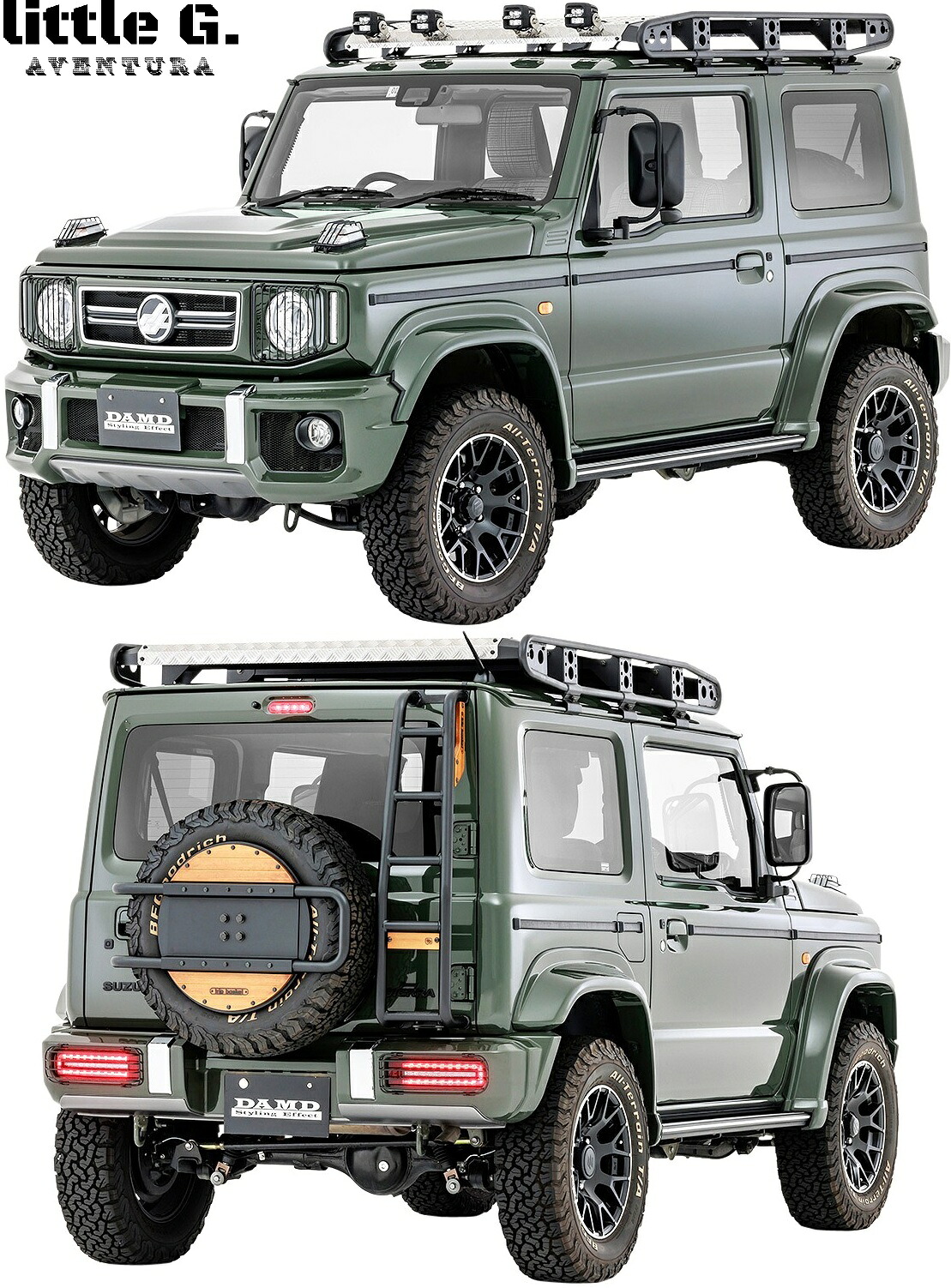 【M's】 JB74 ジムニーシエラ (2018.7-) DAMD little G. AVENTURA コンプリートキット 12点 + little G ホイール 4本 セット ダムド アヴェンチュラ エアロ パーツ 部品 外装 改造 カスタム 社外品 フルキット フルエアロ ジムニー シエラ SUZUKI 74 JIMNY SIERRA 74ジムニー|エムズパーツshop 店