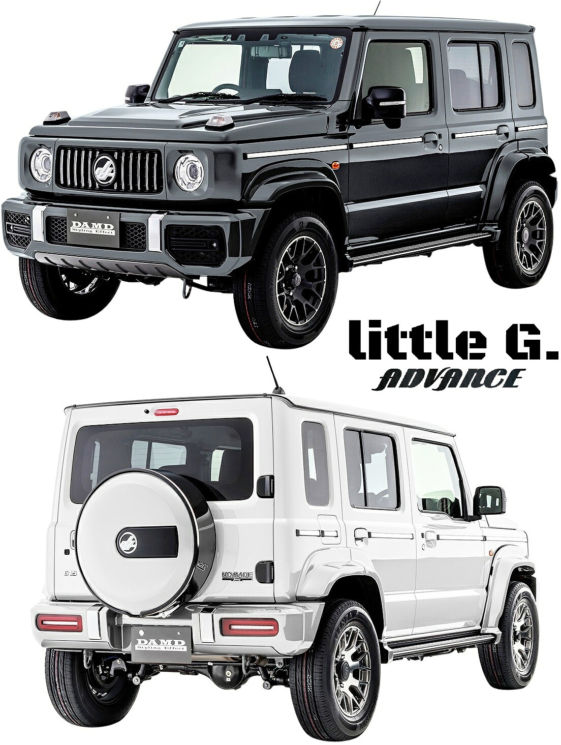 【M's】 スズキ JC74 ジムニーノマド 5ドア (2025.4-) DAMD little G. ADVANCE コンプリートキット 9点 セット ダムド リトルG アドバンス ジムニー ノマド エアロ 社外 パーツ 部品 外装 カスタム フルエアロ フルキット 74ノマド W463 ゲレンデ Gクラス ベンツルック 新型