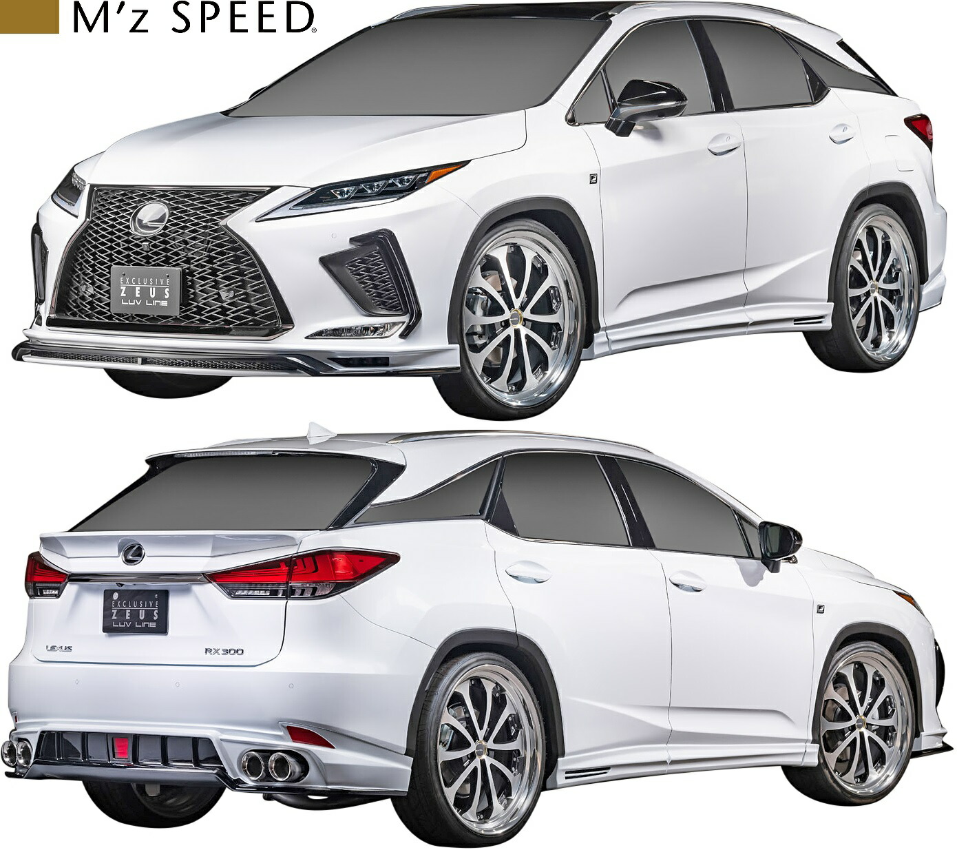 【M's】 レクサス 後期 20系 RX F-SPORT / version-L (2019/10-) M'z SPEED LUV LINE エアロ 4点KIT 未塗装 エムズスピード RX300 RX450h FRP フルエアロ エアロキット エアロセット フルキット エアロ パーツ カスタム 外装 Fスポーツ バージョンL 20RX 2332-s003