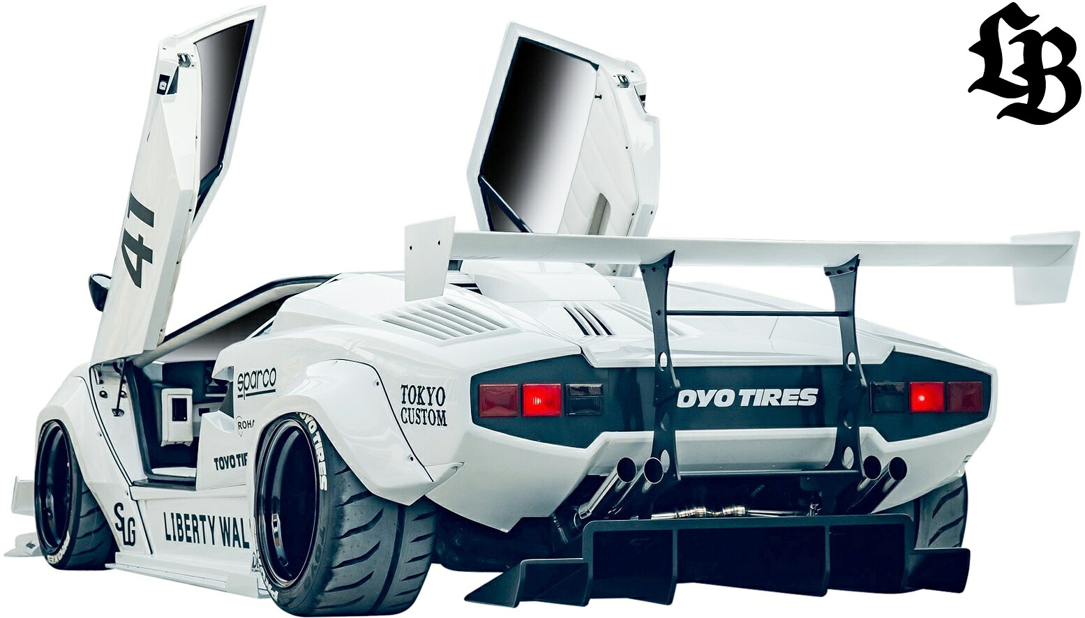 【M's】 ランボルギーニ カウンタック 25thアニバーサリー用 (1988y-1990y) LB-WORKS リアディフューザー FRP リバティーウォーク リバティーウォーク リバティウォーク エアロ パーツ 部品 改造 外装 社外品 カスタム リバティ リバティー LBワークス LB ディフューザー｜エムズパーツshop　店