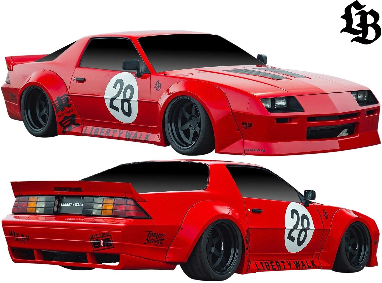 【M's】 シボレー カマロ (1982y-1992y) Liberty Walk LB-WORKS コンプリートボディキット 5点 FRP リバティーウォーク リバティウォーク セット フルエアロ フルキット エアロ パーツ 部品 改造 外装 社外 カスタム ドレスアップ LibertyWalk LBワークス ワイドボディ｜エムズパーツshop　店