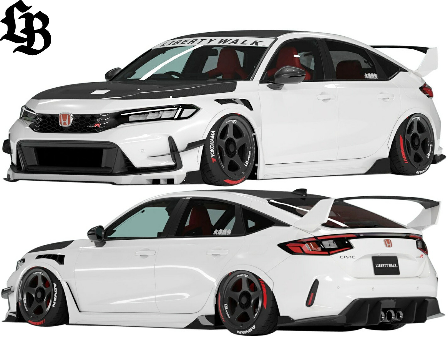 【M's】 FL5 シビック タイプR (2022y-) lb★nation Liberty Walk ライトコンプリート ボディキット 6点 セット FRP+CFRP カーボン リバティーウォーク リバティウォーク LibertyWalk エアロ パーツ 部品 カスタム フルキット フルエアロ LB FL5シビック CIVIC TYPE-R 554,400円