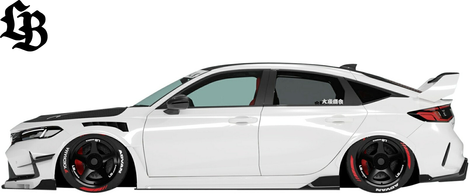 【M's】 FL5 シビック タイプR (2022y-) lb★nation Liberty Walk LB サイドスカート 左右 FRP+CFRP 未塗装 カーボン リバティーウォーク リバティウォーク LibertyWalk エアロ パーツ 部品 社外 カスタム LB サイドスポイラー サイドステップ FL5シビック CIVIC TYPE-R