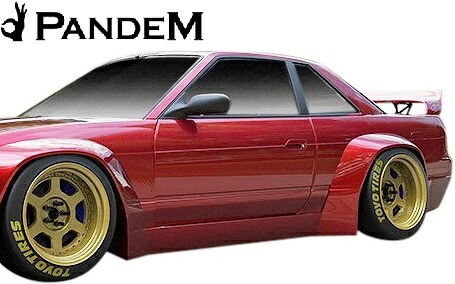 【M's】日産 S13 シルビア 1988-1993 PANDEM サイドスカート Ver.4 左右 FRP 未塗装 パンデム キット エアロ パーツ 部品 外装 改造 社外品 カスタム ロケバニ ロケットバニー ニッサン NISSAN 13 SILVIA レース ドリフト V4 バージョン4 サイドスポイラー サイドステップ LR