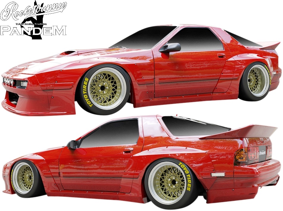 【M's】 マツダ RX-7 RX7 クーペ FC3C (1985.10-1991.12) PANDEM V1 サイドスカート サイドステップ サイドスポイラー 左右 FRP パンデム ロケットバニー ロケバニ Rocket Bunny TRA京都 エアロ パーツ 部品 外装 社外 改造 カスタム FC V1.0 Ver.1 Ver1 バージョン1｜エムズパーツshop　店