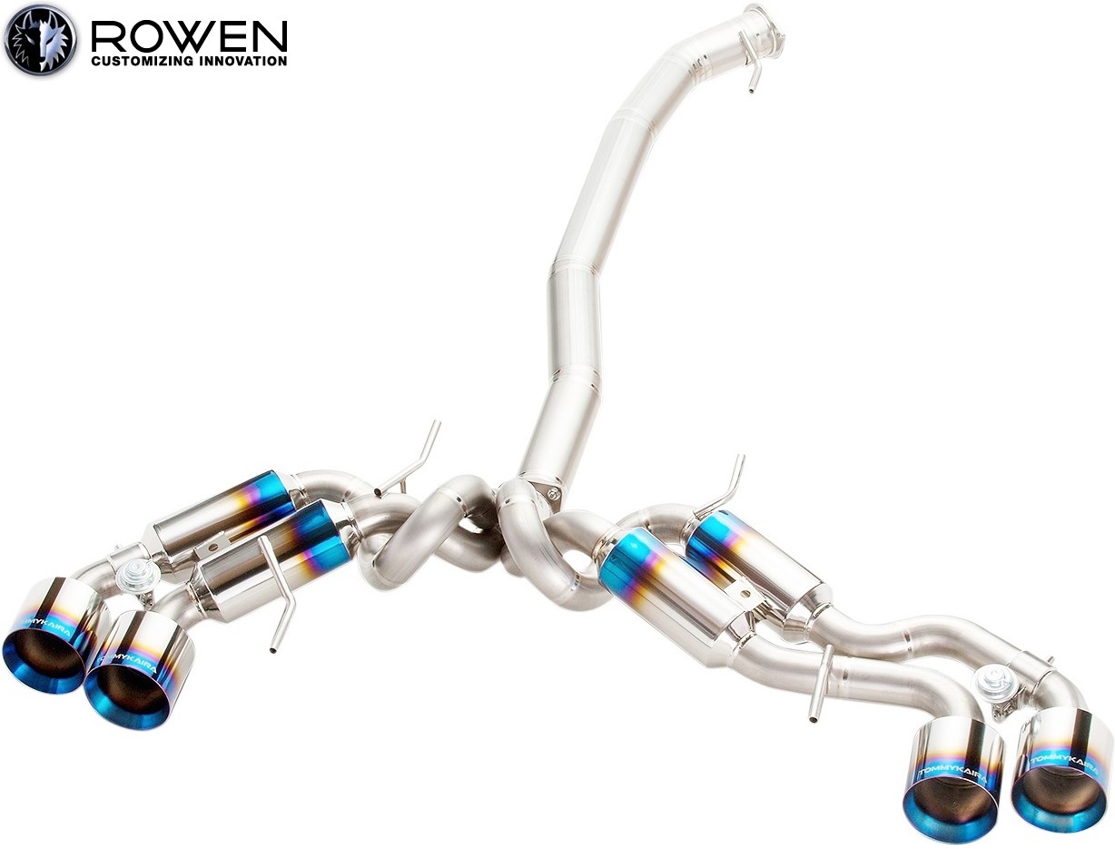 【M's】 日産 R35 GT-R 中期 (2010.12-2016.06) ROWEN オールチタン製 競技用 レギュラースペック エキゾースト 左右4本出し マフラー 可変バルブ付 車検非対応 ロェン ロウェン エアロ パーツ 部品 社外 カスタム 35 GTR エンドブルー ブルーフィニッシュ 虹色 1N003Z01|エムズパーツshop 店