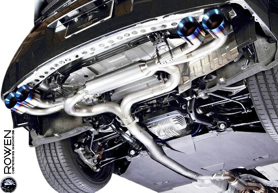 【M's】 R35 GT-R 前期 (2007.12-2010.11) ROWEN PREMIUM01TR HEAT BLUE TITAN エキゾーストマフラー 可変バルブ付 競技用 車検非対応 ロェン ロウェン エアロ パーツ 部品 外装 改造 カスタム 狼炎 社外品 NISSAN 35 GTR エンドブルー ブルーフィニッシュ サウンド 1N001Z01