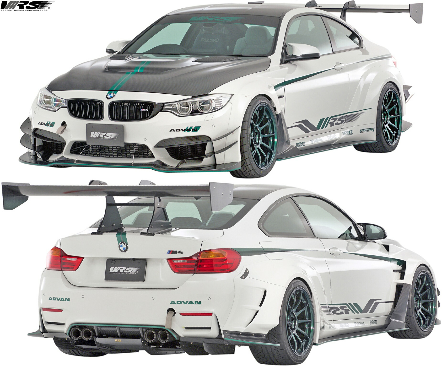 【M's】 F82 BMW M4 クーペ (2014y-2020y) VARIS ワイドボディ フルキット 6点 FRP 未塗装 バリス エアロ パーツ フルエアロ エアロキット セット KIT SET 外装 改造 カスタム シンプル ワイドフェンダー オーバーフェンダー オバフェン VAB-8208