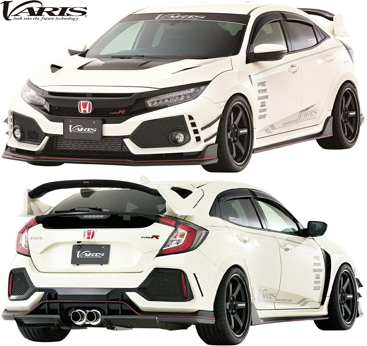 【M's】 ホンダ FK8 シビック タイプR (2017.9-2021.7) VARIS ARISING-I フルキット フルエアロ 5点 セット バリス ヴァリス カーボン FRP エアロ パーツ 部品 外装 改造 社外品 カスタム HONDA CIVIC TYPE R TYPE-R K20C VAHO-013C VAHO-017 VAHO-014 VAHO-015C VAHO-016C