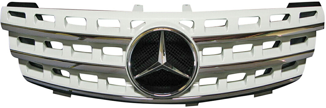【M's】 W164 ベンツ AMG Mクラス 前期 (2005y-2008y) 後期スタイル グリル (ホワイト) 社外品 メルセデス MLクラス 後期ルック フロントグリル ラジエターグリル ラジエーターグリル ML350 ML550 ML63 高級 カスタム パーツ ドレスアップ 外装 改造 1961