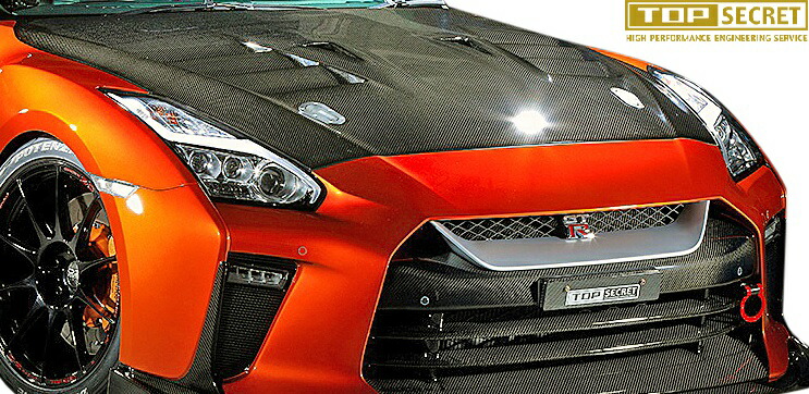 【M's】 NISSAN R35 GT-R (2007.12‐) TOP SECRET M17 エアロボンネット カーボン CFRP トップシークレット エアロ パーツ 社外 外装 改造 部品 正規 本物 カスタム ドレスアップ 日産 ニッサン スカイライン SKYLINE 35 GTR G-TR CBA-R35 クーリングボンネット フード|エムズパーツshop 店