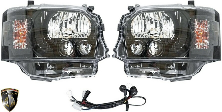 【M’s】 200系 ハイエース ナロー 標準型 4型 5型 6型 7型 (2013.12-) AIMGAIN 純VIP オリジナルヘッドライト 左右 インナーブラック仕様 (※専用ハーネス別売) エイムゲイン エアロ パーツ カスタム 外装 エクステリア 社外 部品 トヨタ 200ハイエース 200 HIACE