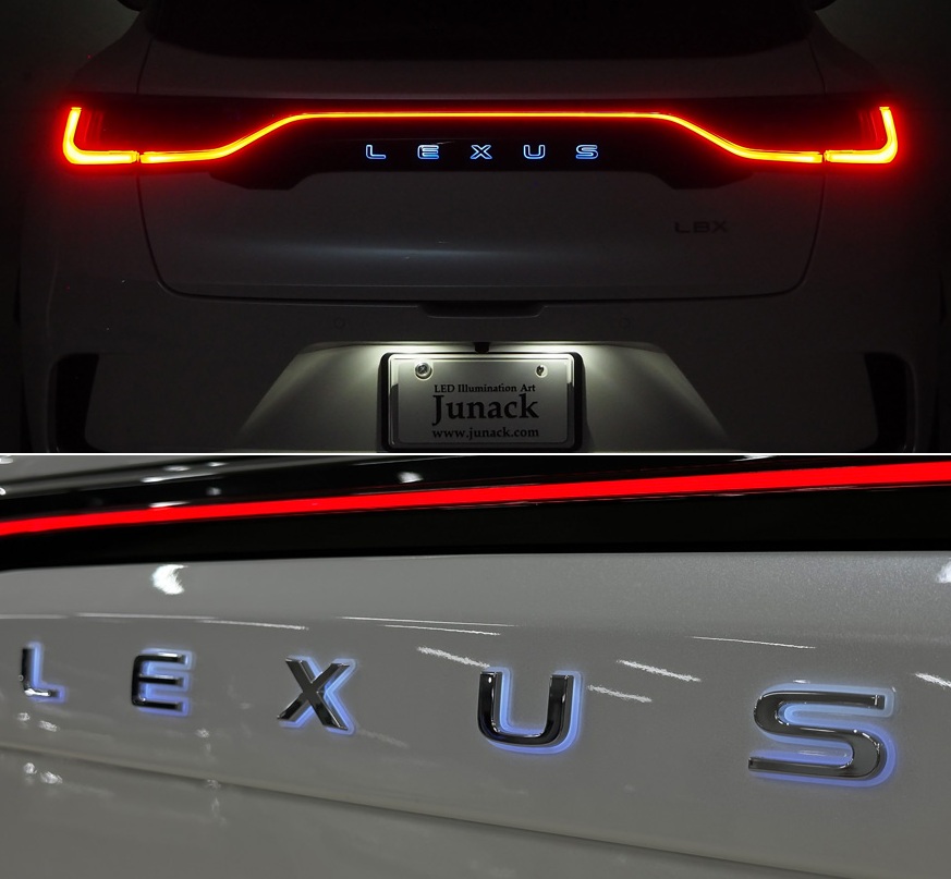 【M's】 LEXUS レクサス LBX MAYH10 MAYH15 (2023.11-) Junack LEDトランスワード イルミネーション リアエンブレム用 (アッシュブルー) ジュナック 社外 パーツ 部品 外装 カスタム ドレスアップ エクステリア イルミ 新型 現行 レクサスLBX LTW-L1-NA LTW-L1-WH LTW-L1-BK｜エムズパーツshop　店