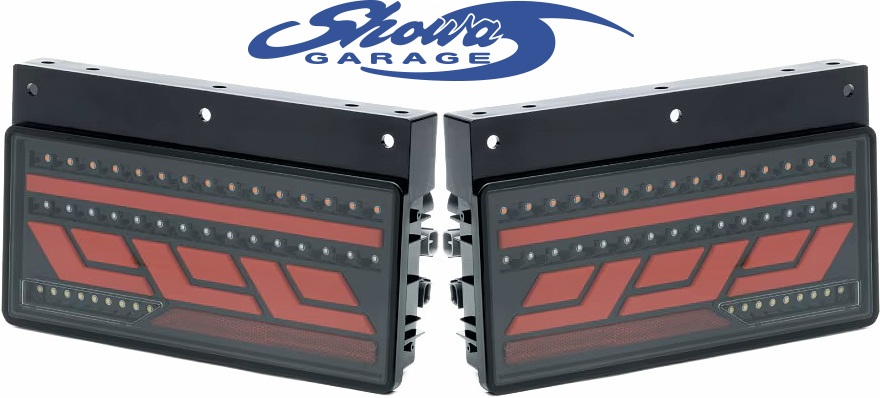 【M's】 各種 トラック 汎用品 24V車用 Showa GARAGE LEDテールランプ トラック二連タイプ シーケンシャルウインカー付 (ライトスモーク/レッドバー) ショウワガレージ 流れるウインカー LEDテールライト LEDテールレンズ パーツ 部品 外装 カスタム 積載車 ローダー E30044
