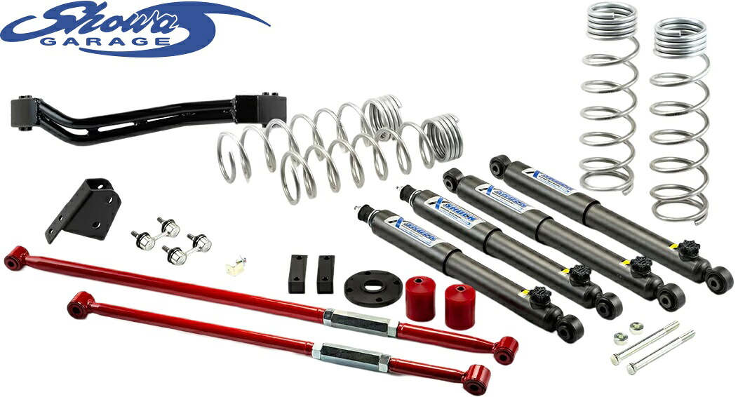 【M's】 JC74W ジムニーノマド Showa GARAGE SGアジャストコイル75 X-SHOCK セット クロスショック リフトアップ 3インチ (標準セット+ステンメッシュブレーキホースセット+シルバーコイル) ショウワガレージ 社外 パーツ 部品 新型 現行 カスタム JC74 74ノマド S00478