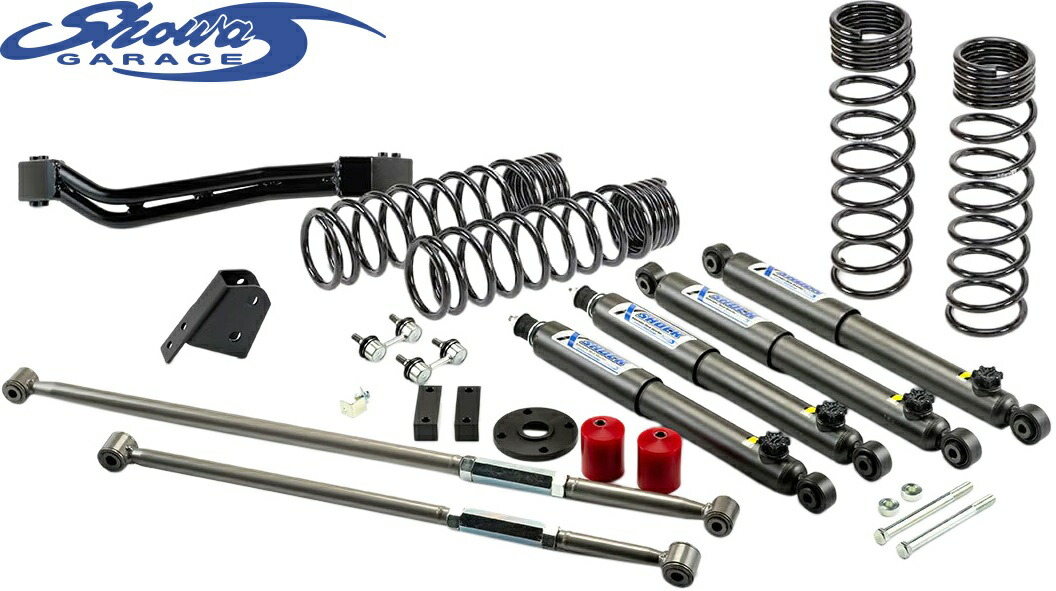 【M's】 JC74W ジムニーノマド Showa GARAGE SGアジャストコイル75 X-SHOCK セット クロスショック リフトアップ 3インチ (標準セット+ステンメッシュブレーキホースセット+ブラックコイル) ショウワガレージ 社外 パーツ 部品 新型 現行 カスタム JC74 74ノマド S00481