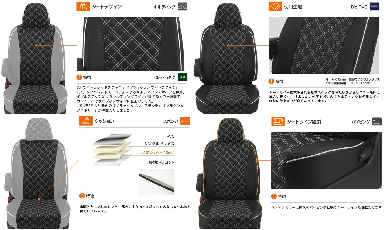 楽天市場 M S ムーヴ カスタム H26 12 現行 La150s La160s 専用 Clazzio キルティング シートカバー ダイハツ ムーブ Move クラッツィオ 新品 エムズパーツshop 楽天市場店