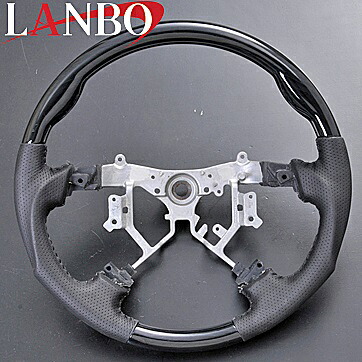 【M's】トヨタ ハイエース 200系(3型)LANBO製 ガングリップタイプ コンビステアリング(黒木目調)//レジアスエース 社外品 ランボ オリジナル ハンドル ハンドル 200ハイエース ハイエース200 HIACE|エムズパーツshop 店