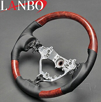 【M's】トヨタ ハリアー 60系(ZSU60・65W/AVU65W)LANBO製 ガングリップ コンビステアリング(茶木目調) LS174 TOYOTA HARRIER 社外品 ランボ ハンドル ガングリップステアリング