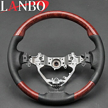 【M's】トヨタ ハリアー 60系(ZSU60・65W/AVU65W)LANBO製 ノーマルグリップ コンビステアリング(茶木目調) LS178 TOYOTA HARRIER 社外品 ランボ ハンドル ガングリップステアリング|エムズパーツshop 店