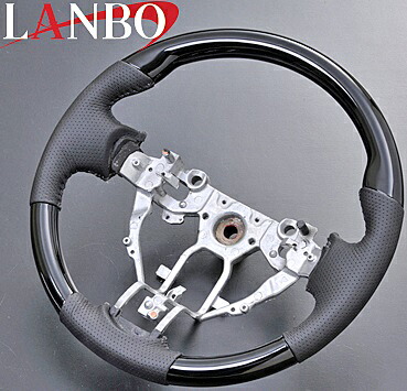 【M's】日産 セレナ C26（2010y-2016y）LANBO ノーマルグリップタイプ コンビステアリング(黒木目調)／NISSAN SERENA 社外品 バーズアイ ランボ ハンドル｜エムズパーツshop　店