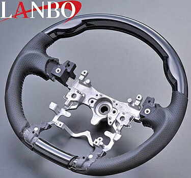【M's】トヨタ プリウスα 40系(ZVW40/ZVW41)LANBO製 ガングリップタイプ コンビステアリング（黒木目調）／／TOYOTA PRIUS-α プリウスアルファ 社外品 ランボ オリジナル ハンドル バーズアイ｜エムズパーツshop　店