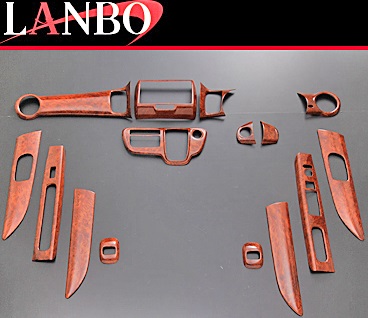 【M's】ホンダ N-BOX(JF1/JF2)LANBO製 3Dインテリアパネル 15ピースセット (茶木目調) 社外品 ABS樹脂 ランボ オリジナル 室内パネル HONDA NBOX Nボックス パネルセット ウォールナット