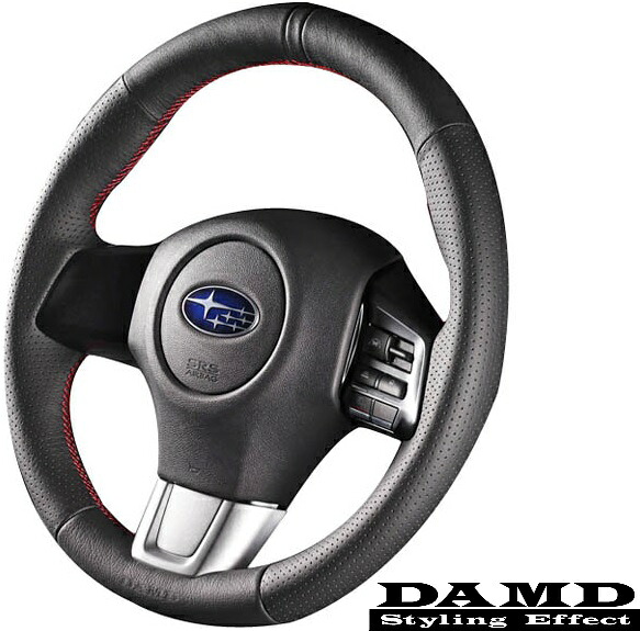 【M's】スバル レヴォーグ(VMG/VM4) WRX STI/S4(VAB/VAG) DAMD スポーツステアリング 本体 (ブラックレザー&times;レッドステッチ) SS360-RS SS360RS ダムド ハンドル ステアリング SUBARU｜エムズパーツshop　店
