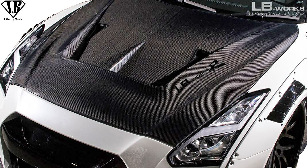 【M's】日産 R35 GT-R (LB-WORKS) カーボン ボンネットフード//CFRP製 CARBON Liberty Walk リバティーウォーク リバティウォーク リバティー リバティ LB エアロ NISSAN ニッサン スカイライン GTR クーリングボンネット エアロボンネット|エムズパーツshop 店
