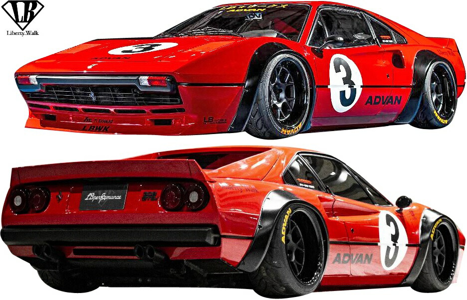 【M's】フェラーリ 308GTB (1975y-1985y) Liberty Walk LB-WORKS コンプリートボディキット 3点//FRP製 リバティーウォーク リバティウォーク リバティー リバティ LB ワイドボディ オーバーフェンダー エアロ フルエアロ エアロキット エアロセット FERRARI 308 GTB