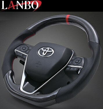 【M's】 50系 RAV4 ※PHV不可 (2019.6-) LANBO プレミアム スポーツ ステアリング ハンドル (ウェットカーボン&times;リアルパンチングレザー) ランボ 社外品 パーツ 部品 内装品 インテリア カスタム コンビ Dシェイプ ガングリップ トヨタ TOYOTA 新型 現行 ラヴ4 ラブ4 CB009A｜エムズパーツshop　店