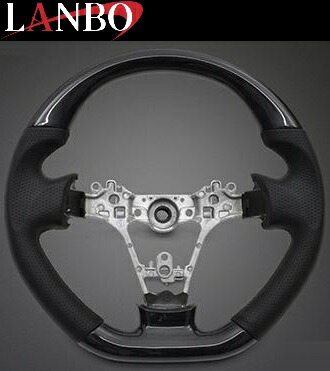 【M’s】 SUBARU サンバートラック グランドキャブ S500J S510J 前期 (H26.9-R4.1) LANBO オリジナル ガングリップ コンビ ステアリング ハンドル (黒木目調) ランボ 社外 パーツ 部品 内装品 内装 車内 インテリア カスタム スバル バーズアイ LSD006 LSD006A