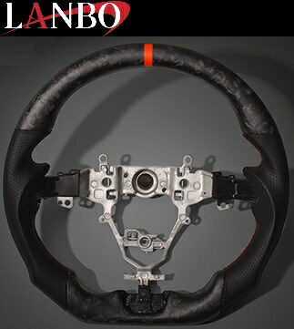 【M's】 スズキ ジムニーシエラ JB74W (2018.7-) LANBO プレミアム スポーツ ステアリング ハンドル Dシェイプ (フォージドマッドカーボン×リアルレザー) ランボ パーツ 部品 内装品 車内 インテリア カスタム ガングリップ コンビ SUZUKI JIMNY 74ジムニー JB74 CB013B
