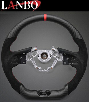 【M's】 日産 R35 GT-R 後期 (2016.7-) LANBO プレミアム スポーツ ステアリング ハンドル (マッドカーボン×アルカンターラ) ランボ 社外品 パーツ 部品 内装品 車内 インテリア ドレスアップ カスタム コンビ Dシェイプ ガングリップ NISSAN GTR CB003D