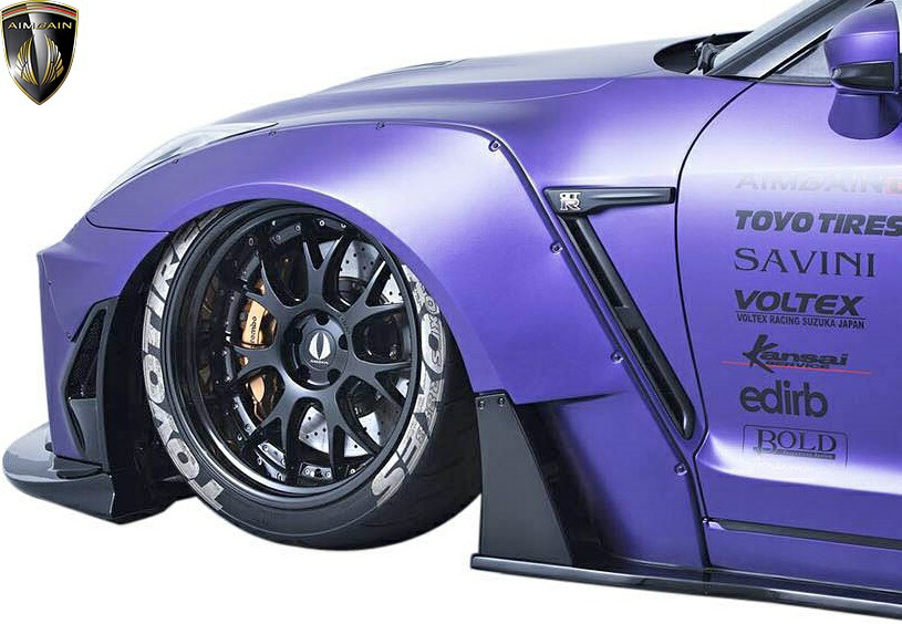 【M's】日産 R35 GT-R (中期/後期) AIMGAIN GT type2 フロントワイドフェンダー (50mmワイド)／／タイプ2 GTR FRP エイムゲイン エアロ オーバーフェンダー オバフェン カスタム ニッサン NISSAN G-TR