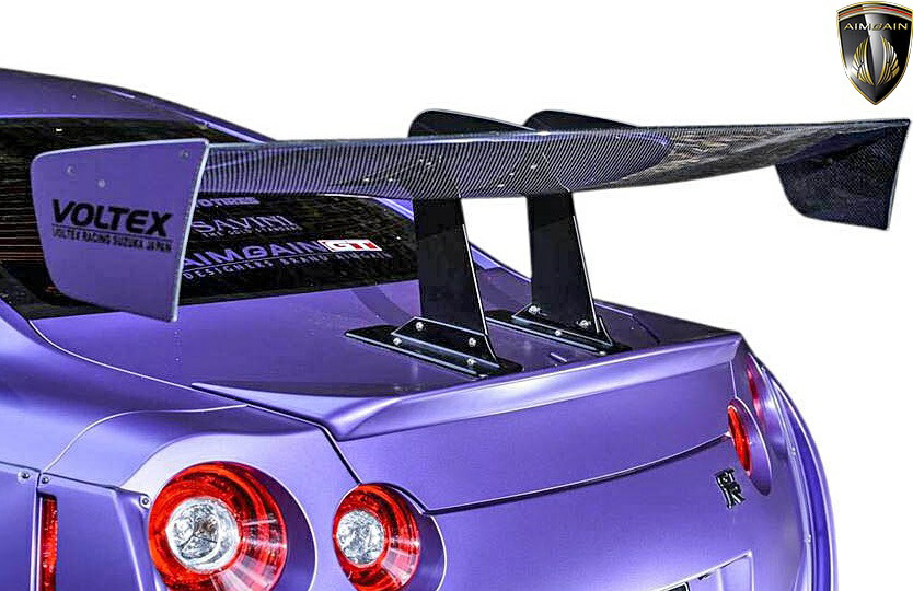 【M's】日産 R35 GT-R (中期/後期) AIMGAIN GT type2 カーボン GTウイング (VOLTEX製:1800mm)//タイプ2 GTR CARBON エイムゲイン エアロ F1ウイング 大型ウイング ボルテックス カスタム ニッサン NISSAN G-TR|エムズパーツshop 店
