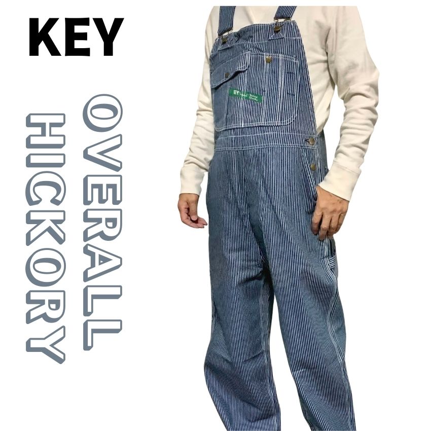 【 KEY 】キー インダストリーズ KEY 273 47 BIB OVERALL HI BACK オーバーオール ハイバック ヒッコリー ストライプ メンズ レディース おすすめ ストリートカジュアル ワーク アメカジ バイカー ミリタリー 春夏秋冬