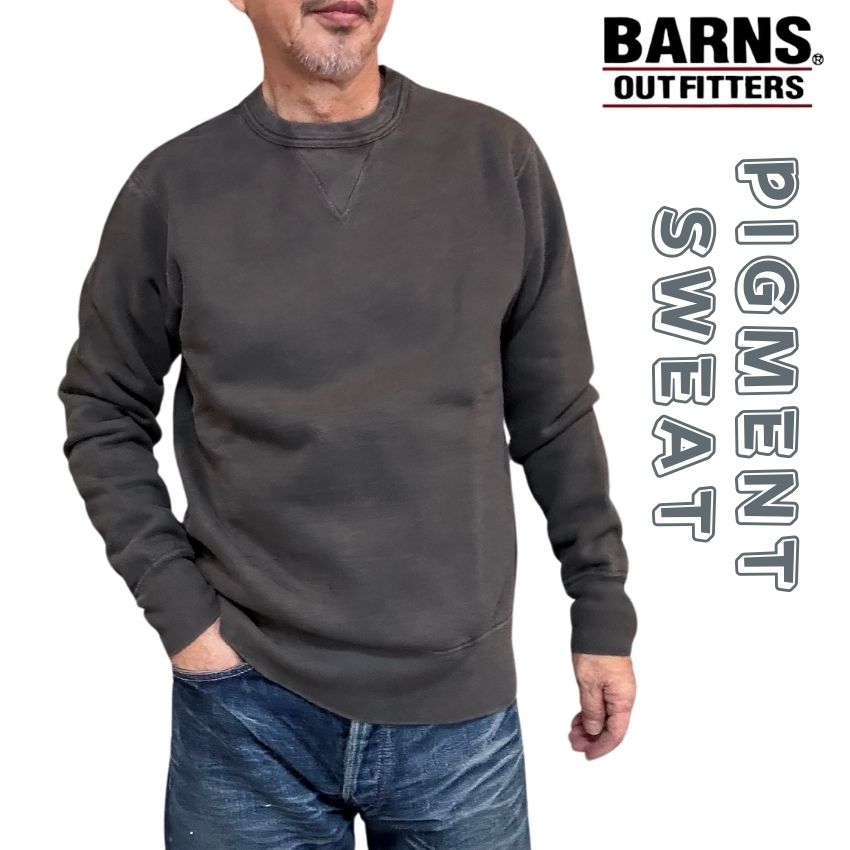 【 BARNS 】ジョージバーンズ アウトフィッターズ BR-3000PG-2 えの具工業 労働者の一団のど首 丸首汗水 ダブル Vガゼット ヴィンテージ 甚だしい掛け目 COZUN 裏起毛 長袖 調教師 メンズ トップス アメカジ 今めかしい ブランド名 日本製